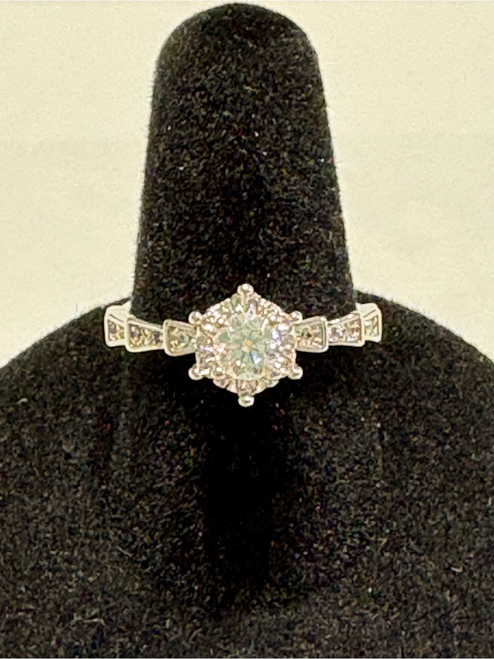 Sparkling White Moissanite Halo Solitaire Ring - Women Jewelry